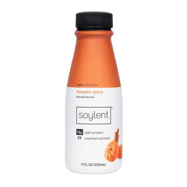 Soylent 11 oz complete meal drink in pumpkin spice.